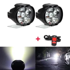 12V 바이크 오토바이 LED 헤드 라이트 스포트 밝은 Led 조명 방수 보조 전면 램프 안개, 02 2pcs 6LED and Switch, 01 CHINA