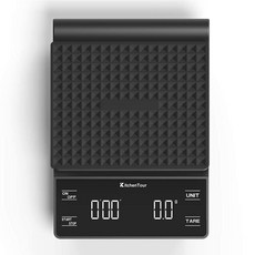 KitchenTour 타이머 포함 커피 저울 3 kg/0.1 g 고정밀 푸어 오버 드립 에스프레소 저울 백라이트 LCD 디스플레이 포함 (배터리 포함), 기본