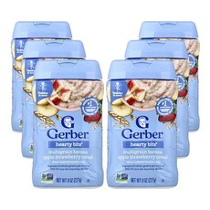 거버 Hearty Bits 멀티그레인 시리얼 12 개월 이상 유아용 (8oz), 바나나 사과 딸기, 227g, 6개