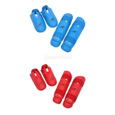 4x 신 발등 보호대 다리 보호대 발 보호대 태권도 복싱 L, 스펀지, 레드+블루, 1개