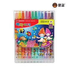 문교 바다 돌돌이 색연필, 12색, 4개