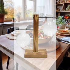 유리 화병 2구 수경 조화 예쁜 꽃병 원통 투명