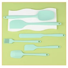 6 조각 실리콘 주걱 세트 식품 등급 비 스틱 내열성 주걱 터너 요리 베이킹 믹싱 베이킹 도구, 03 green-k1