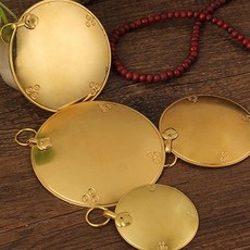 特價精品 八卦鏡鎮宅擋煞純銅凹面鏡凸鏡 招財風水銅鏡 辟邪鏡大號, 金色款 直徑5釐米, 1個