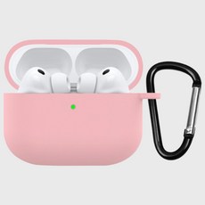AirPods Pro3 矽膠保護套 附D型掛勾, 粉紅色, 1個