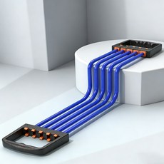 拉力繩男士擴胸拉力器 鍛鍊胸肌運動健身器材 家用臂力器 臺灣出貨, 晴天藍【加長加粗可調節】30-150磅,5檔拉力器, 1個