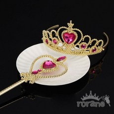 공주 여아 왕관 봉 세트, 왕관봉 핑크골드