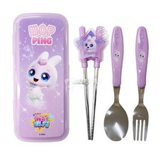 깡총핑 수저세트 티니핑 슈팅스타 젓가락 수저 케이스, 1개, 깡총핑 무소음 수저세트