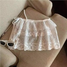 페이크 시스루 레이어드 플라워 레이스 힙커버 스커트