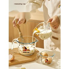 [전자레인지용] 내열유리 계량컵 눈금 표시 우유 데우기 이유식 컵, 2. 1000ml (뚜껑)