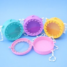 PVC 진주걸이 원통형 가방 보라 주얼리박스 비즈보관함 쥬얼리보관함