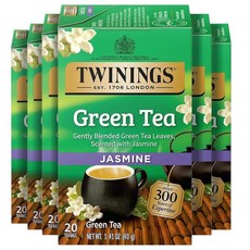 Twinings Pure Camomile 허브 티 개별 포장된 티백 카페인 프리 뜨겁거나 차갑게 즐기기 159883, 녹차 자스민