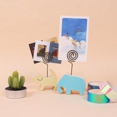 아트박스/갓샵 우드 메모 홀더 클립 6종 [동물 원목 명함 사진 카드 엽서 메뉴 꽂이], 강아지