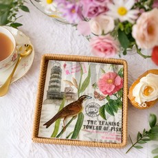 홈카페 감성 종이 냅킨 20매 세트 4종 33cm 대형, 1개, 20개입, 그린 도자기 플라워