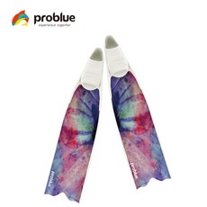 Problue 自潛玻纖蛙鞋 - 自由潛水長蛙 潛水蛙鞋 (含鞋套), 粉色花朵 XS, 粉色花朵