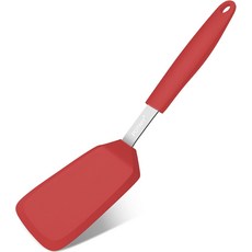 포트위이 실리콘 주걱 13 x 3.2인치 600F 내열 주방 BPA 프리 논스틱 프라이팬용 유연한 터너 요리 계란 뒤집기 및 팬케이크 식기세척기 안전 블랙, Red