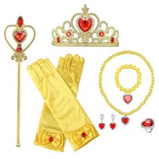 [청춘교복] 공주세트 7종 생일 축하 파티 브라이덜샤워 연말 선물 소품 프린세스 코스튬 주얼리 왕관 요술봉 목걸이 액세사리, 1개, 옐로우