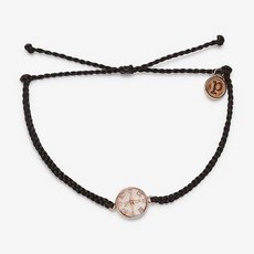 Pura Vida 美國手工 珍珠母貝指南針 可調式衝浪手環, 玫瑰金珍珠母貝指南針 黑色, 1個