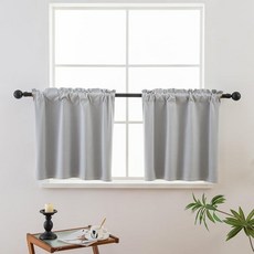 Pickluc Linen Kitchen Curtain 36 Inches Long 100% Blackout Cafe Curtain for Small Window Treatmen