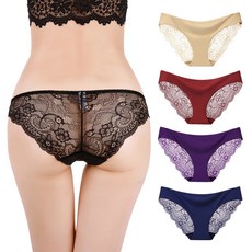 冰絲無痕蕾絲內褲 中低腰性感三角褲 舒適涼感透氣, 黑色