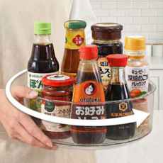 벨로브 깔끔정리 미끄럼 방지 회전 양념통 트레이, 1개, 투명