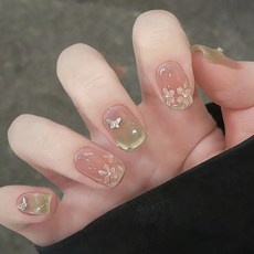 小紅書爆款穿戴甲片高級感秋季純欲風美甲片暈染漸變可拆卸假指甲, 1個, BY1580雍容雅步:膠水款