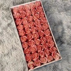 情人節禮物首選：桃園熱銷三層仿真香皂玫瑰花束，浪漫香氛，持久保存, 1個, 拉菲紅玫瑰花頭一盒50朵 送花桿, 拉菲紅玫瑰花頭一盒50朵 送花桿