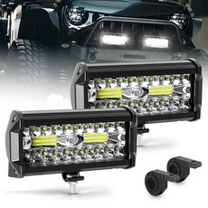 CO LIGHT 10.2cm(4인치) LED 포드 조명 트리플 로우 플러드 스팟 콤보 빔 60W 안개등 바 오프로드 운전 도랑 작업 SUV 픽업 트럭 트레일러 ATV UT, 7inch