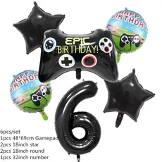 130220cm 블랙 비디오 게임 테이블보 파티 용품 네온 발광 커버 생일 장식, 30 Balloon 6pcs