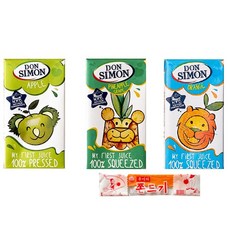 돈시몬 100% NFC 착즙주스 사과125ml 4개 파인애플백포도125ml 4개 오렌지125ml 4개 추억쫀드기 1개