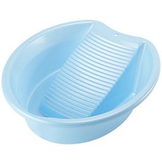 台灣製洗衣板帶搓洗板洗衣盆，附掛勾可收納，可超取，搓洗衣板洗衣盆，宿舍好物, 1個, 淺藍, 淺藍