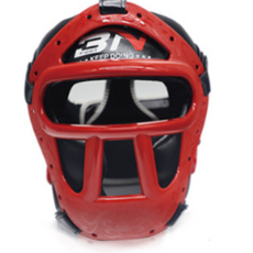 子甄彣璟 BN進口面罩頭盔 泰拳 跆拳道 搏擊全防護頭盔 護頭套 空手道 拳擊頭套 散打 練習護具 運動 格鬥頭套, 1個, L-紅色