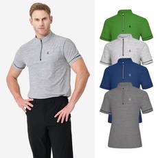 김영주 남성 골프웨어 카치온 자카드 메쉬 기능성 반팔 티셔츠