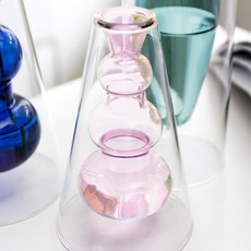 생화화병 이중유리 꽃병 핑크