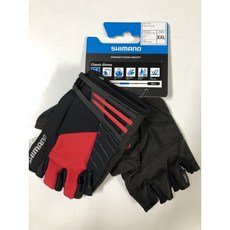Shimano Original 男用 半指手套 自行車手套 (26.7-28.6cm), 紅色,XXL, 1個