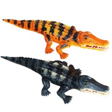 움직이는 악어 작동악어 작동완구 크로크다일 동물피규어 장난감 완구, 1개, 악어-황색