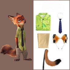 주토피아 닉 코스프레 할로윈 파티 코스튬 의상 3종 세트 틱톡 여우