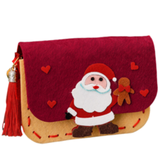 萱寶媽咪baby童裝館 聖誕節兒童手工包包掛飾，女童縫縫樂新年醒獅不織布包，DIY毛氈材料包美勞美術不織布材料包, 聖誕老人DIY毛氈包, 1個