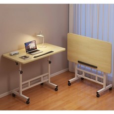 라온프리 각도조절 접이식 이동식 사이드테이블, 우드