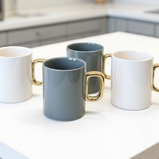 글램 라인 머그컵4p세트 머그잔 찻잔 선물 커피잔 감성주방 홈카페, 4개, 그레이아이보리