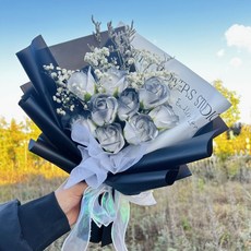 母親節禮物畢業花束 敎師節花束玫瑰香皂花乾燥花永生花束, 黑巴克_創意花束