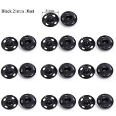 금속 바느질 스냅 버튼 블랙 실버 색상 의류 패스너 공예 프레스 스터드, 14. Black 21mm 10set, 1개