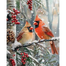무휴 14ct 카운트 크로스 키트 해변 타워 보트 프린트 스탬프 패턴 용품(바다 보트), 14 Winter Animals Birds