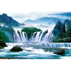 산수 폭포 장식화 걸개그림 예술 추상 프레임 없는 그림 자기 접착식 벽 그림 스티커, A