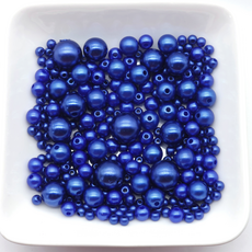 아크릴진주 [구멍] 컬러 비즈 공예 재료, A3047. 블루, 1세트, 4mm