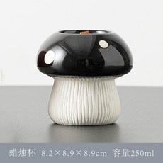 SHANGJIN 陶瓷香氛蠟燭杯 裝飾擺件, 黑色蘑菇（不含蠟燭）