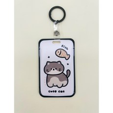 통통냥이 카드 케이스 명찰 교통 사원증 릴홀더, 붕어빵냥이_키링_케이스, 1개