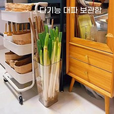 hezeye-862 다기능 파 보관함 철봉 참마 투명 보관통 주방 생강 마늘 재료 대용량 정리통, 작은 사이즈 [높이 24cm], 투명한 정사각형