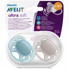 필립스아벤트 울트라 소프트 노리개젖꼭지 2종, 6~18개월, 블루 + 그레이, 1세트
