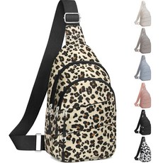 Tuwubi 여성용 크로스바디 백 남성용 슬링 소형 하이킹 백팩 도난 방지 경량 야외 여행용 핑크 미디엄 백 220836, 레오파드 프린트